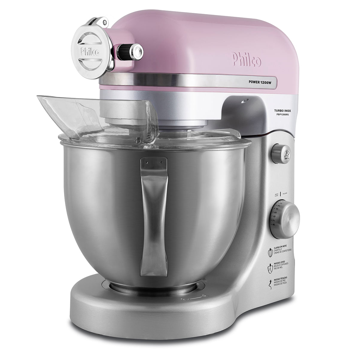 Batedeira Planetária Philco PBP1200 Rosa Turbo Inox - Camicado