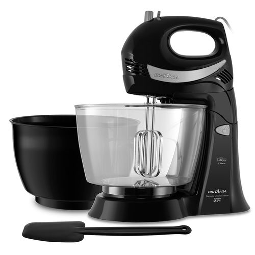 Batedeira Britânia Diamante Cristal Double Bowl Preto 550W Menor preço em Batedeira Britânia Diamante Cristal Double Bowl Preto 550W