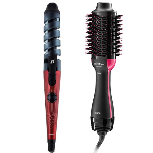 Kit Britânia Escova Secadora BES29 1200W+Cacheador Ceramic Menor preço em Kit Britânia Escova Secadora BES29 1200W+Cacheador Ceramic