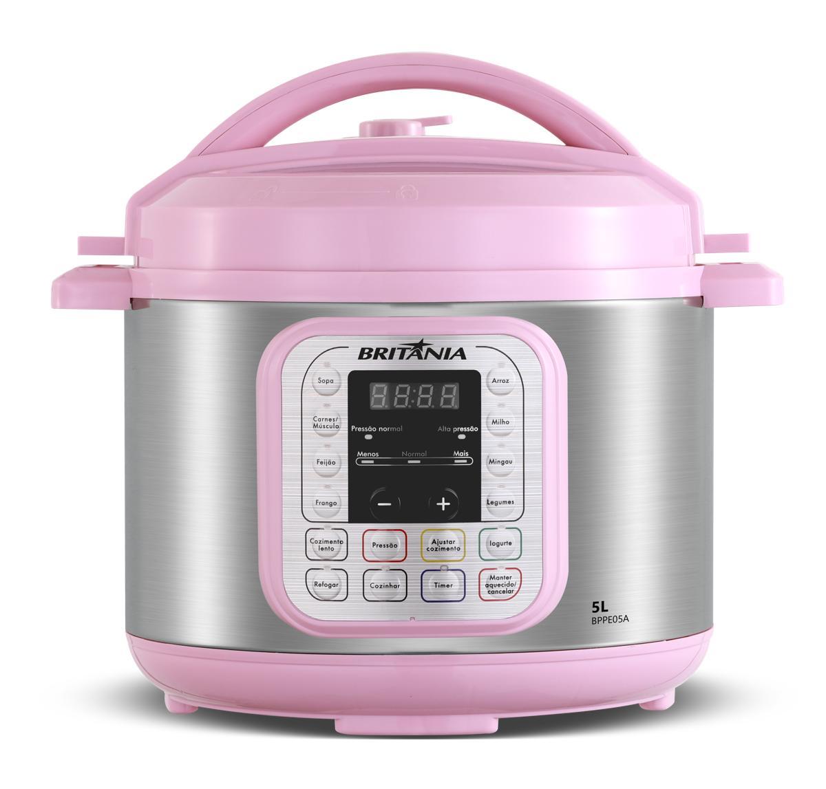 Panela de Pressão Rosa Britânia 5L Digital 11 Funções BPPE05