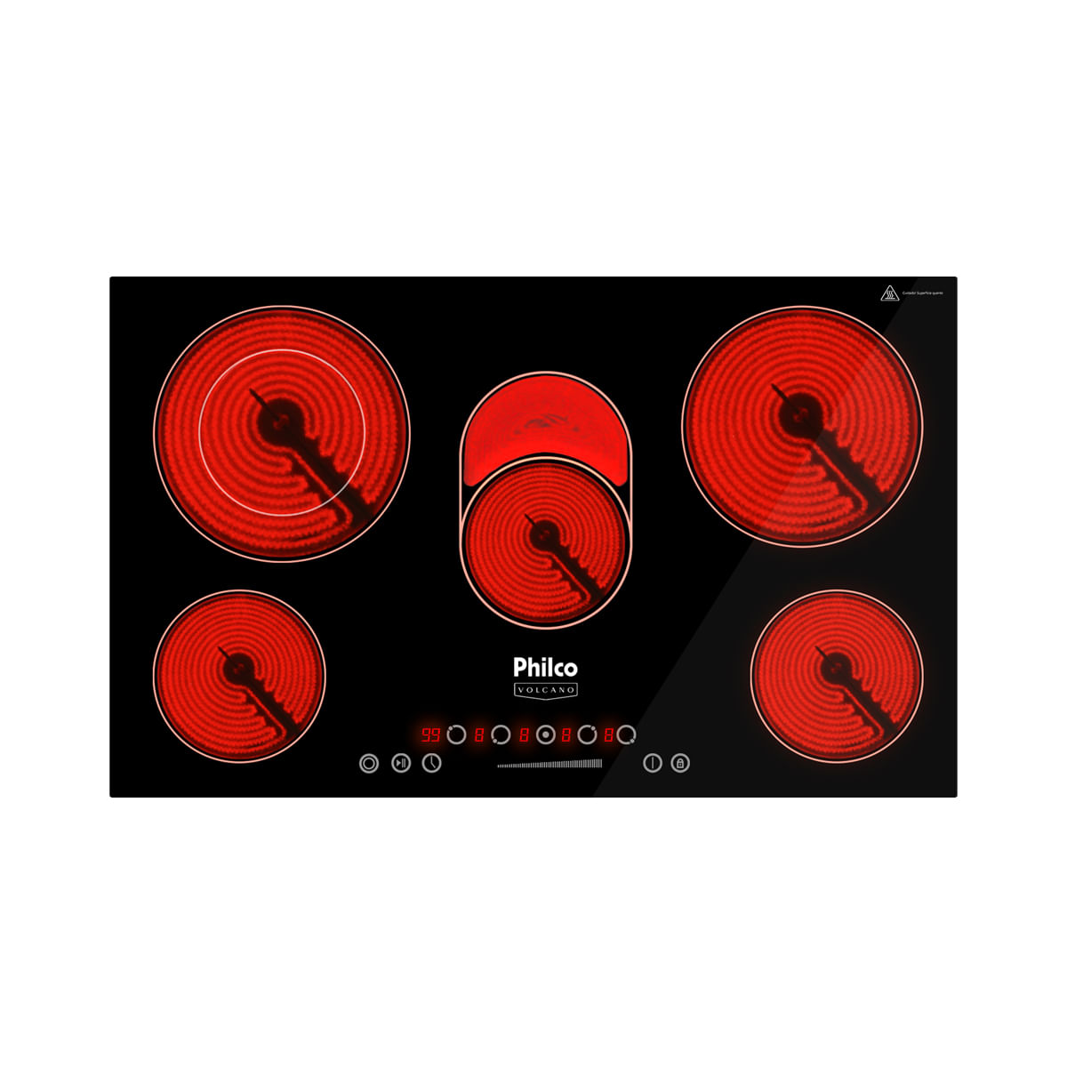 Cooktop 5 Bocas Elétrico Philco Volcano PCT55VC
