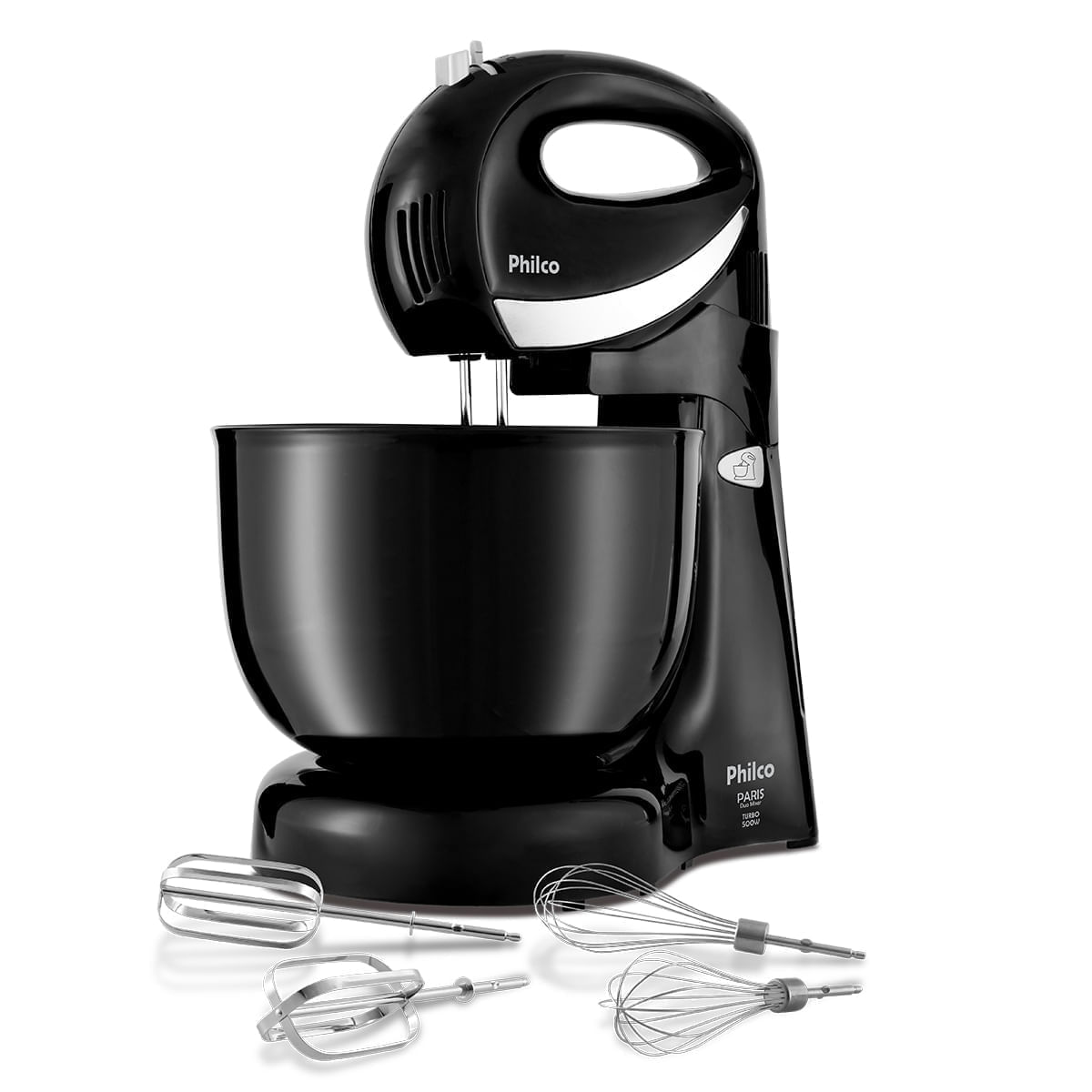 Batedeira Philco 500W 4L Preta Paris Duo Mixer Turbo