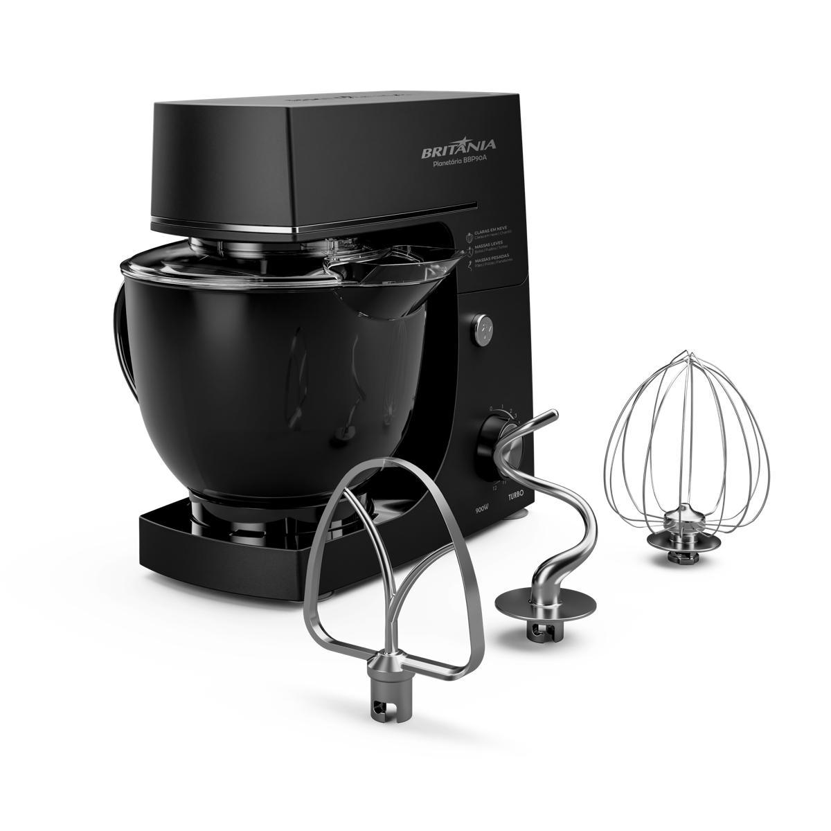 Batedeira Planetária Britânia 900W 3 Batedores Preto BBP90A