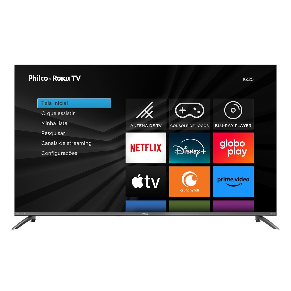 Smart TV 60" Philco 4K Roku Borda Infinita P60CRA