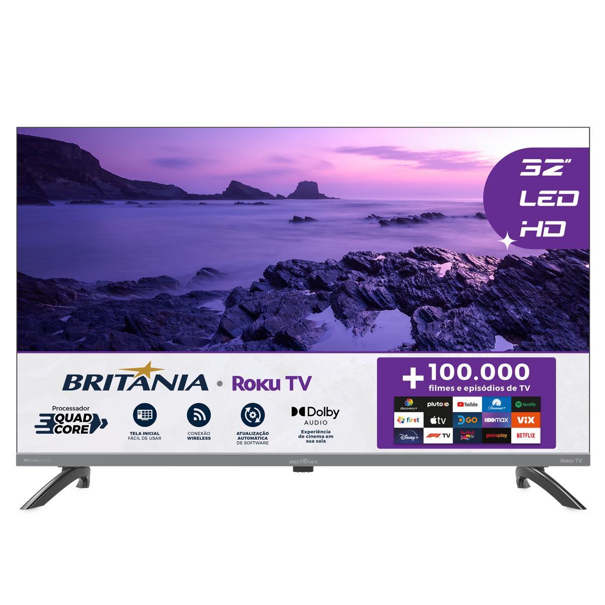 Smart TV 32" Britânia Roku TV Dolby Áudio B32KRA